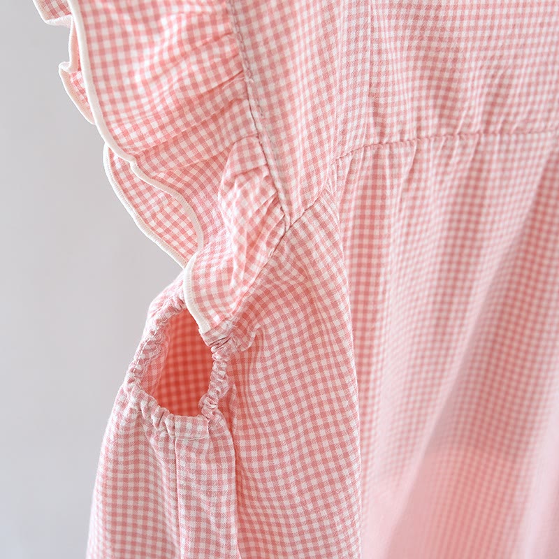 Ownkoti Gingham Flutter Sleeve Cotton Nightgown - image 9