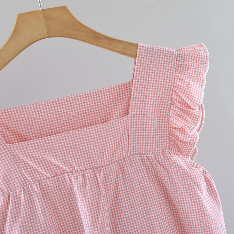 Ownkoti Gingham Flutter Sleeve Cotton Nightgown - image 4