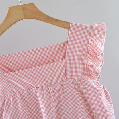 Ownkoti Gingham Flutter Sleeve Cotton Nightgown - image 4