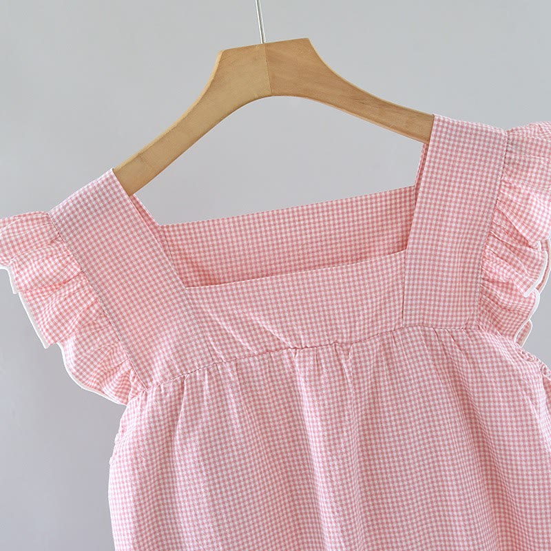 Ownkoti Gingham Flutter Sleeve Cotton Nightgown - image 6