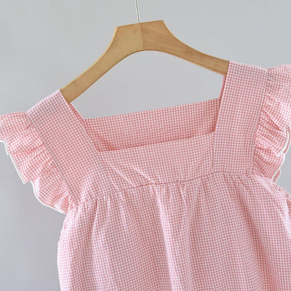 Ownkoti Gingham Flutter Sleeve Cotton Nightgown - image 6