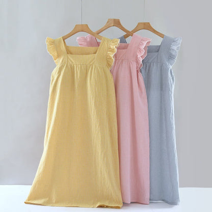 Ownkoti Gingham Flutter Sleeve Cotton Nightgown - image 2