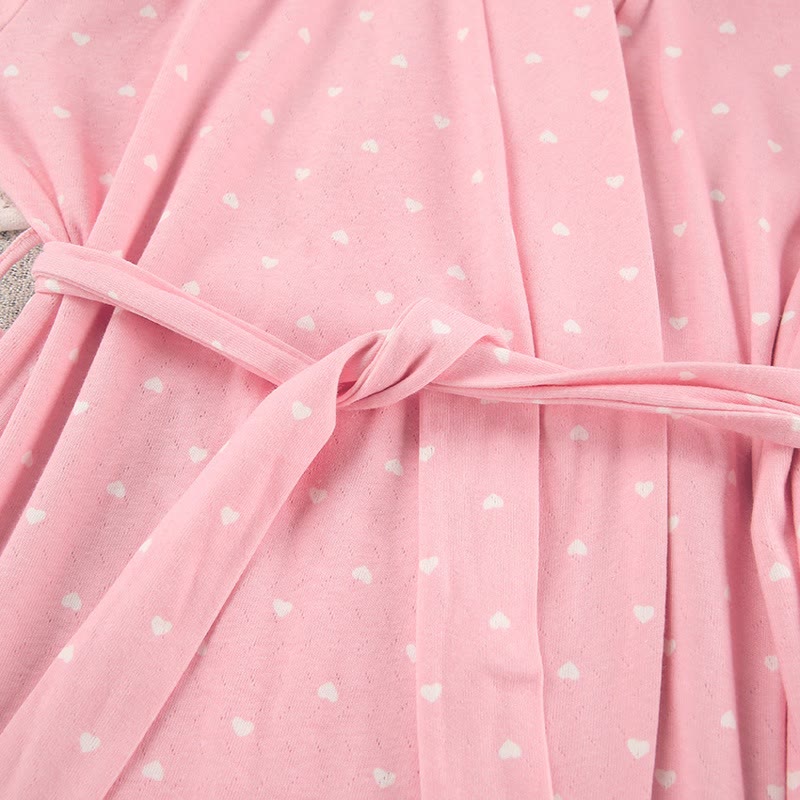 Ownkoti Heart Print Ruffle Knit Pajama Robe - image 13