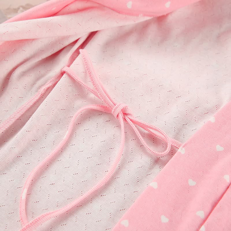 Ownkoti Heart Print Ruffle Knit Pajama Robe - image 12