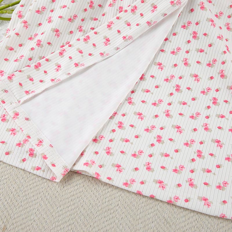 Ownkoti Floral Print Ruffle Knit Pajama Robe - image 13