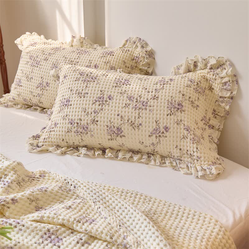 Ownkoti Floral Cotton Gauze Waffle Weave Quilt Blanket - image 15