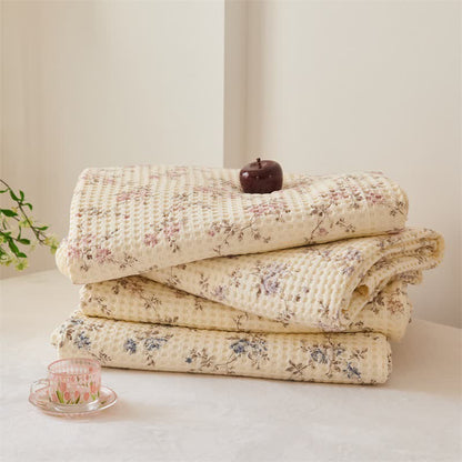 Ownkoti Floral Cotton Gauze Waffle Weave Quilt Blanket - image 8