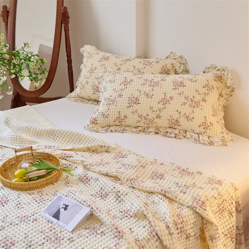 Ownkoti Floral Cotton Gauze Waffle Weave Quilt Blanket - image 7