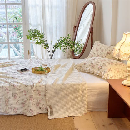 Ownkoti Floral Cotton Gauze Waffle Weave Quilt Blanket - image 4