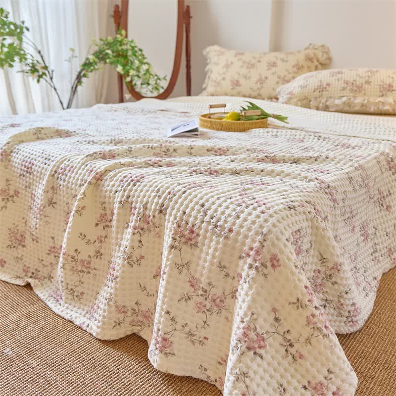 Ownkoti Floral Cotton Gauze Waffle Weave Quilt Blanket - image 3