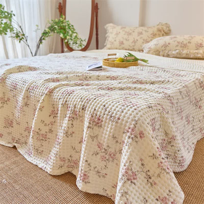 Ownkoti Floral Cotton Gauze Waffle Weave Quilt Blanket - image 3