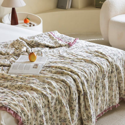 Ownkoti Rustic Floral & Bunny Ruffled Summer Quilt - image 2