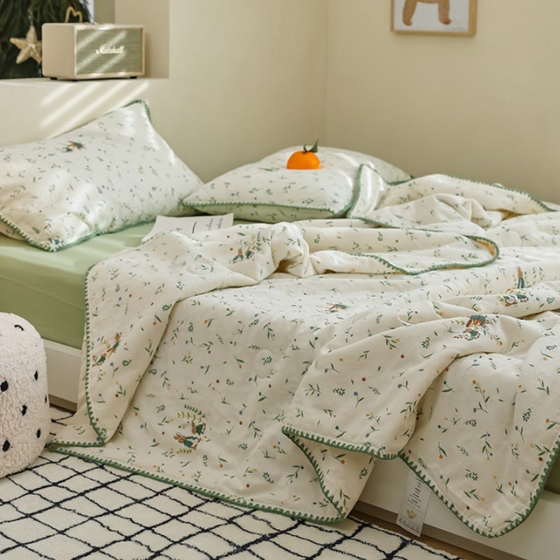 Ownkoti Botanical Leaf & Bunny Cotton Gauze Bedding  - image 2