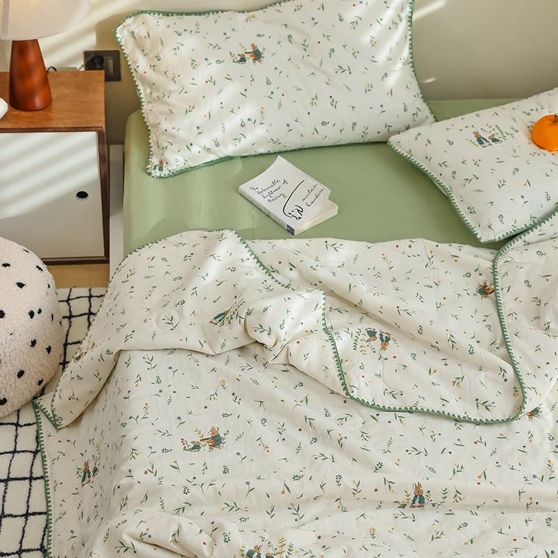 Ownkoti Botanical Leaf & Bunny Cotton Gauze Bedding  - image 4