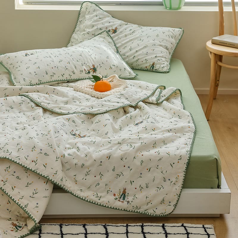Ownkoti Botanical Leaf & Bunny Cotton Gauze Bedding  - image 5