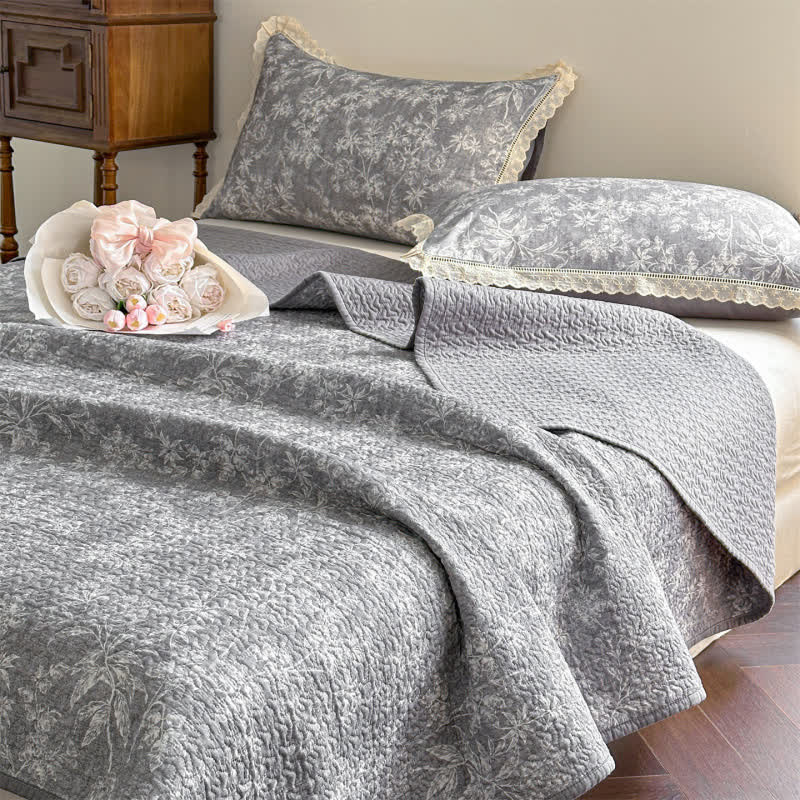 Ownkoti Botanical Cotton Quilted Cotton Bedspread - 2PCS Pillowcases - 19" x 29" - image 0