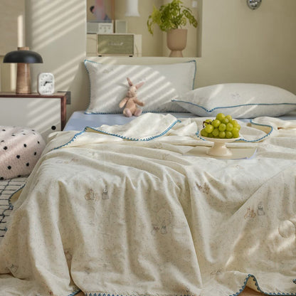 Ownkoti Elegant Leaf & Bunny Cotton Gauze Bedding  - image 1