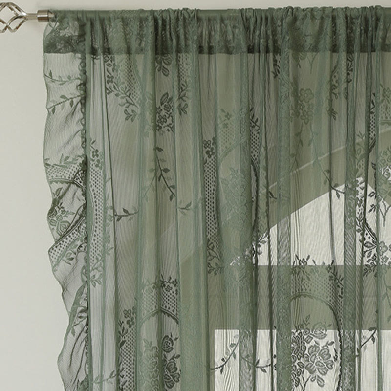 Ownkoti Cottage Lace Sheer Curtain with Ruffle Trim - image 4