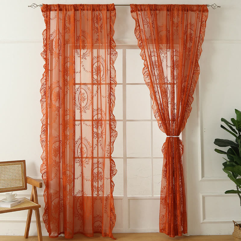 Ownkoti Cottage Lace Sheer Curtain with Ruffle Trim - image 8