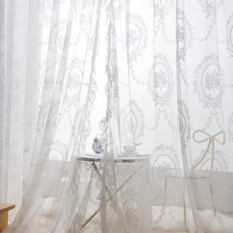 Ownkoti Cottage Lace Sheer Curtain with Ruffle Trim - image 18