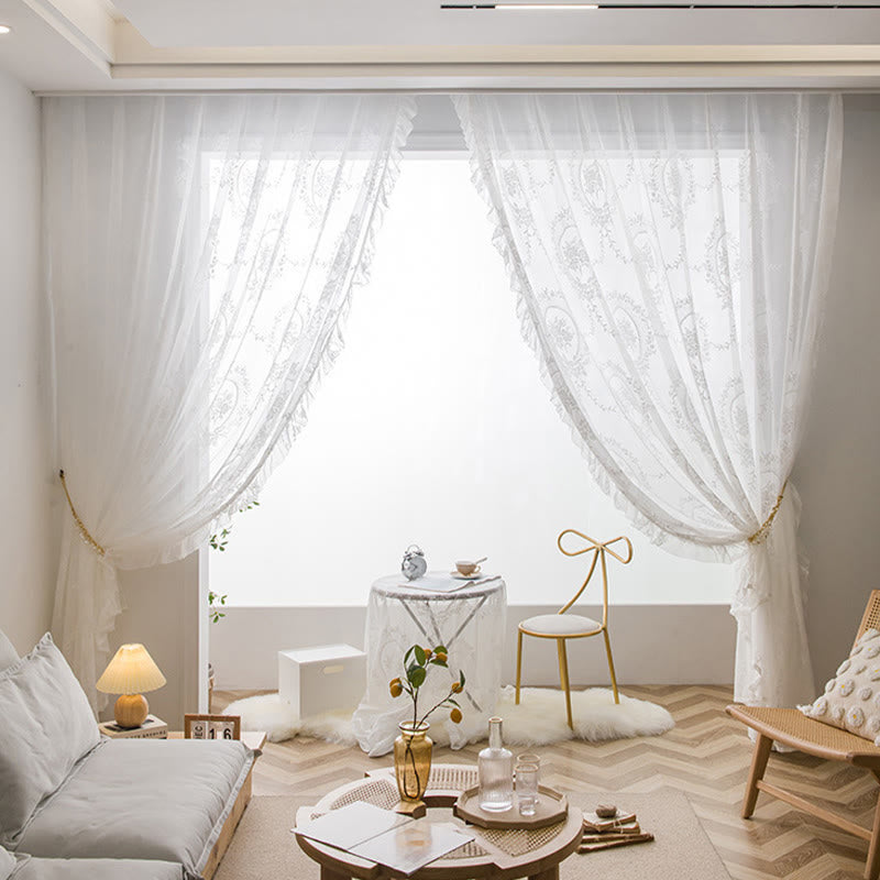 Ownkoti Cottage Lace Sheer Curtain with Ruffle Trim - image 17