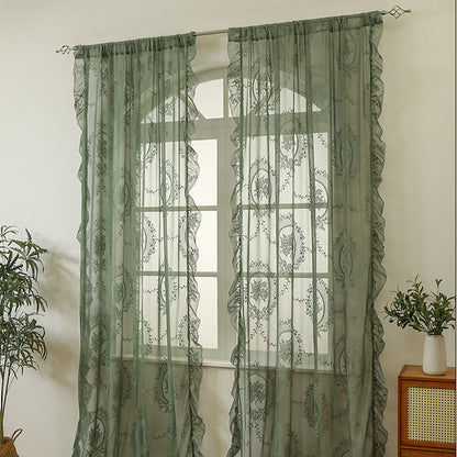 Ownkoti Cottage Lace Sheer Curtain with Ruffle Trim - image 2