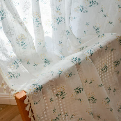Ownkoti Refresh Floral Tassel Cotton Sheer Curtain - image 6