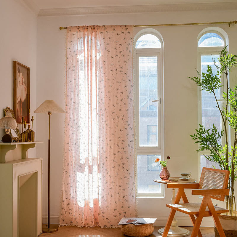 Ownkoti Refresh Floral Tassel Cotton Sheer Curtain - image 10