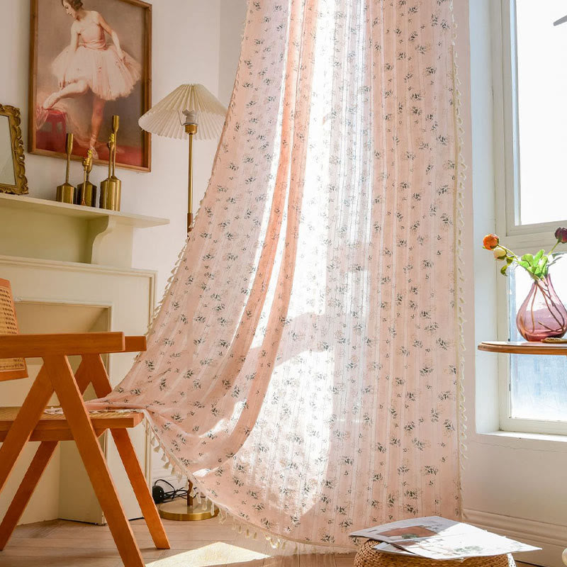 Ownkoti Refresh Floral Tassel Cotton Sheer Curtain - image 9