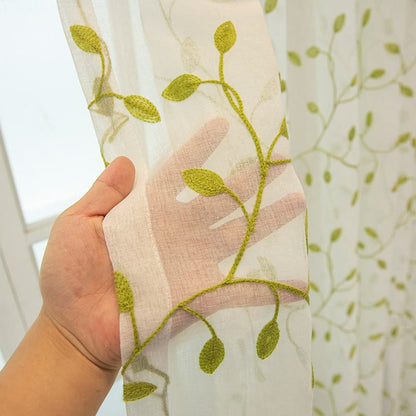 Ownkoti Cottage Style Green Leaf Sheer Curtain - image 6