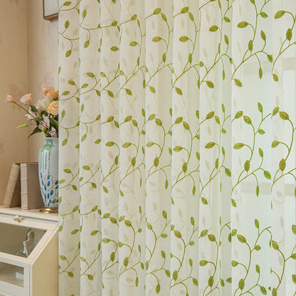 Ownkoti Cottage Style Green Leaf Sheer Curtain - image 5
