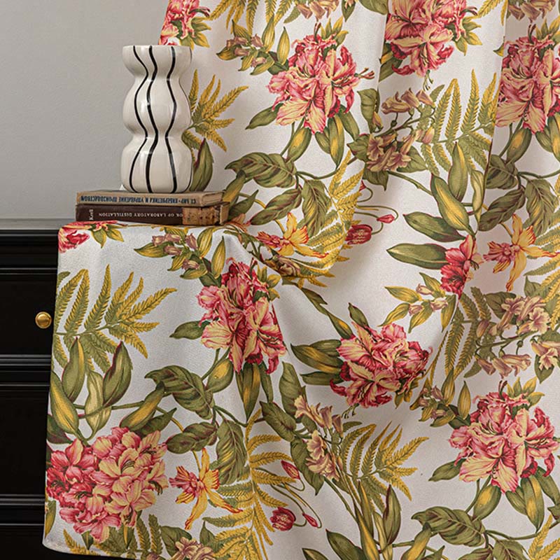 Ownkoti Cottage Style Floral & Leaf Curtain - Red & Green - 52"W x 108"L - image 6