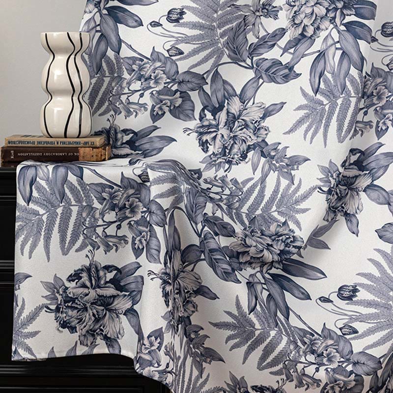 Ownkoti Cottage Style Floral & Leaf Curtain - Dark Gray - 52"W x 108"L - image 4