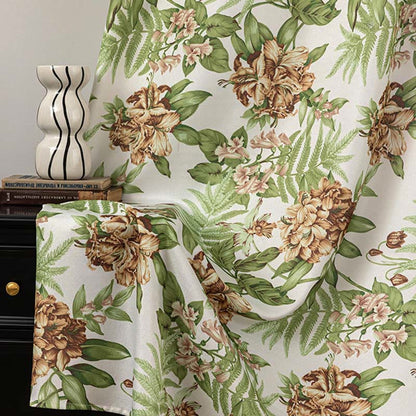 Ownkoti Cottage Style Floral & Leaf Curtain - Green & Yellow - 52"W x 108"L - image 8