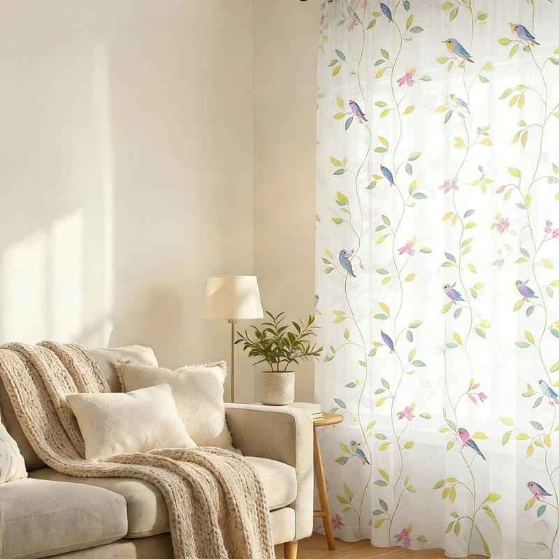 Ownkoti Country Style Bird & Leaf Curtain - image 3