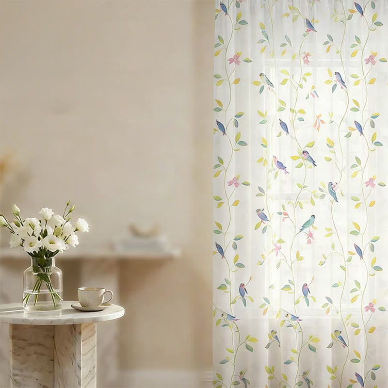 Ownkoti Country Style Bird & Leaf Curtain - image 6