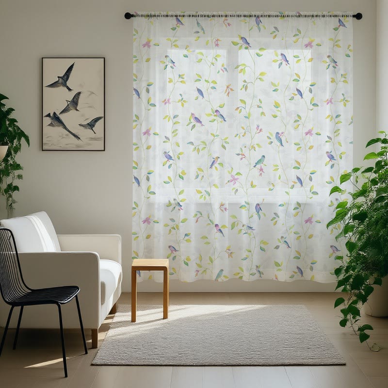 Ownkoti Country Style Bird & Leaf Curtain - image 2