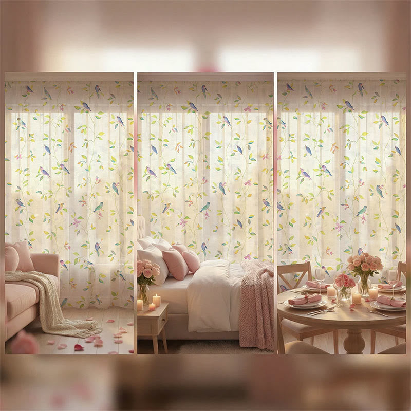 Ownkoti Country Style Bird & Leaf Curtain - image 5