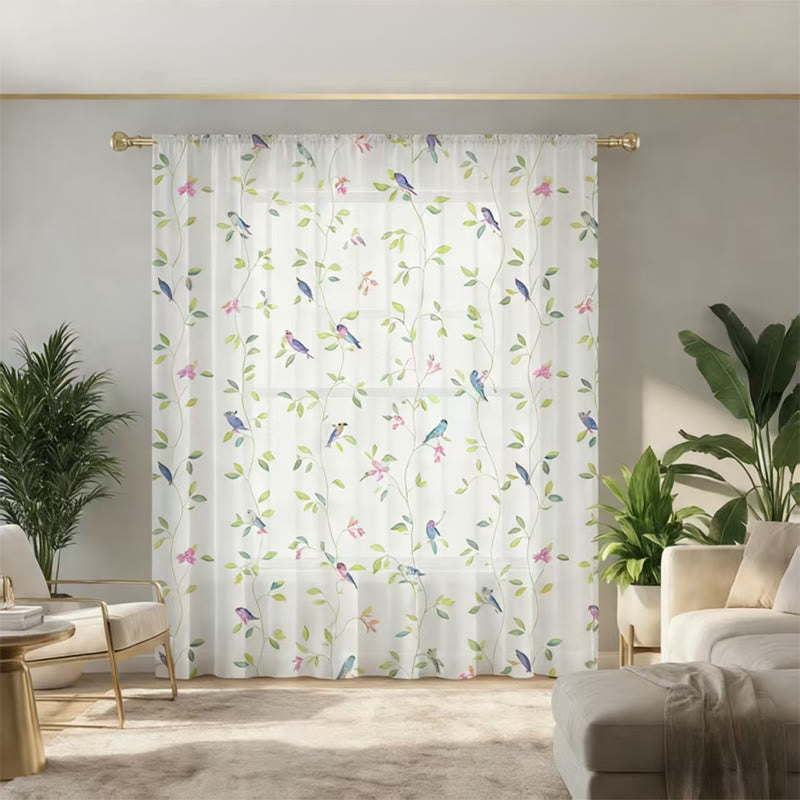Ownkoti Country Style Bird & Leaf Curtain - image 1