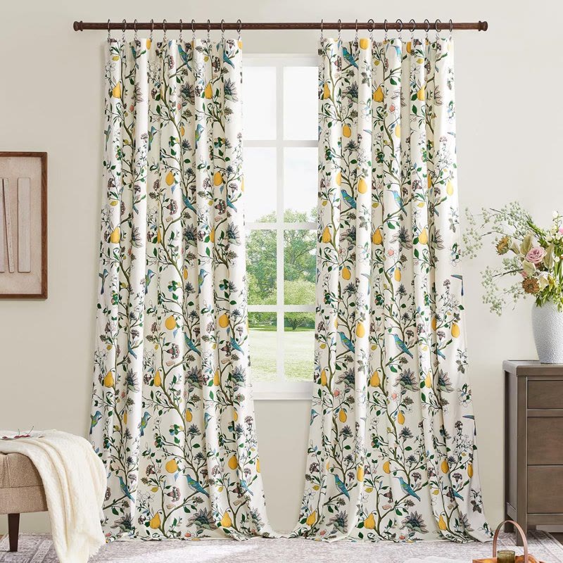 Ownkoti Vintage Country Bird & Floral Curtain - image 1