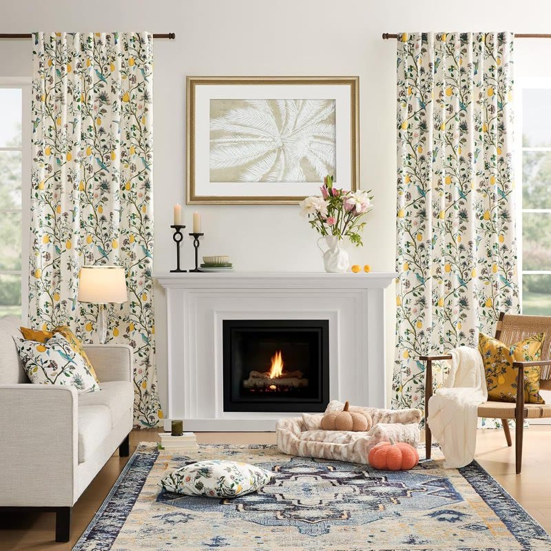 Ownkoti Vintage Country Bird & Floral Curtain - image 2