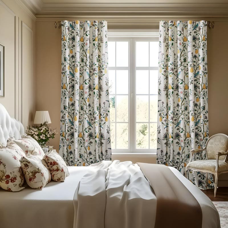 Ownkoti Vintage Country Bird & Floral Curtain - image 3