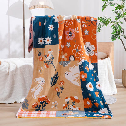Ownkoti Pastoral Bunny & Floral Cotton Gauze Bath Towel - image 1