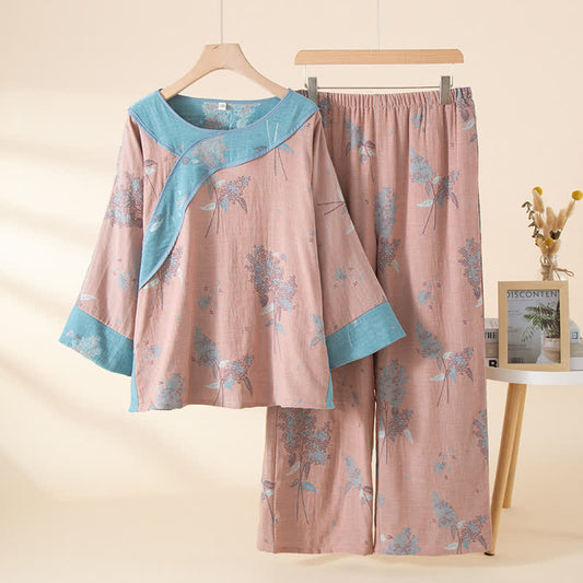 Ownkoti Pink Botanical Pure Cotton Pajama Set - Pink - One Size - image 0