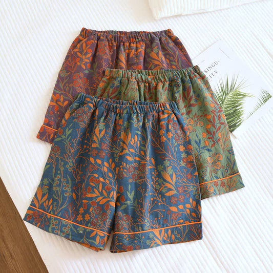 Ownkoti Vintage Leaf Cotton Gauze Pajama Shorts - image 0