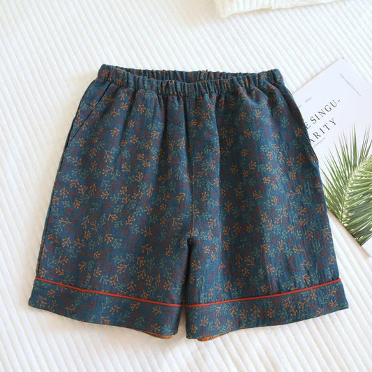 Ownkoti Branch Inspired Cotton Gauze Pajama Shorts - Blue - 2PCS - XL - image 0