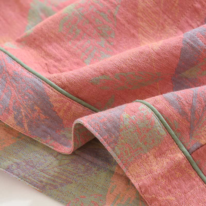 Ownkoti Artistic Leaf Cotton Gauze Pajama Shorts - image 4