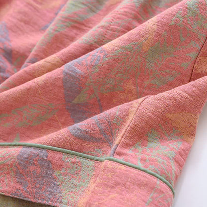 Ownkoti Artistic Leaf Cotton Gauze Pajama Shorts - image 3