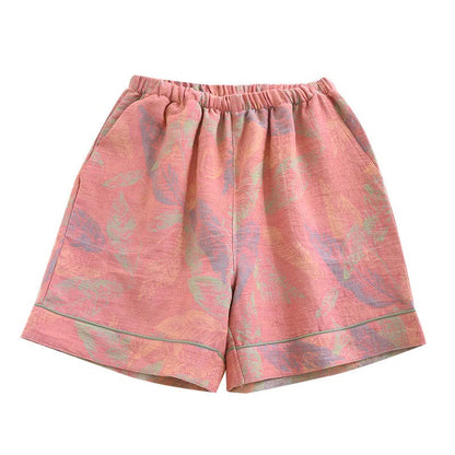 Ownkoti Artistic Leaf Cotton Gauze Pajama Shorts - image 7
