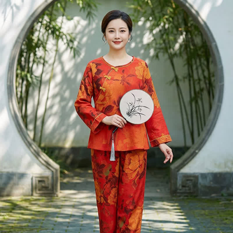 Ownkoti Luxurious Peony Pure Cotton Pajama Set - image 2